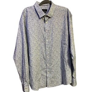 BUGATCHI Mens Shaped Fit Long Sleeve Button Down Shirt Blue  Comfort Stretch XXL